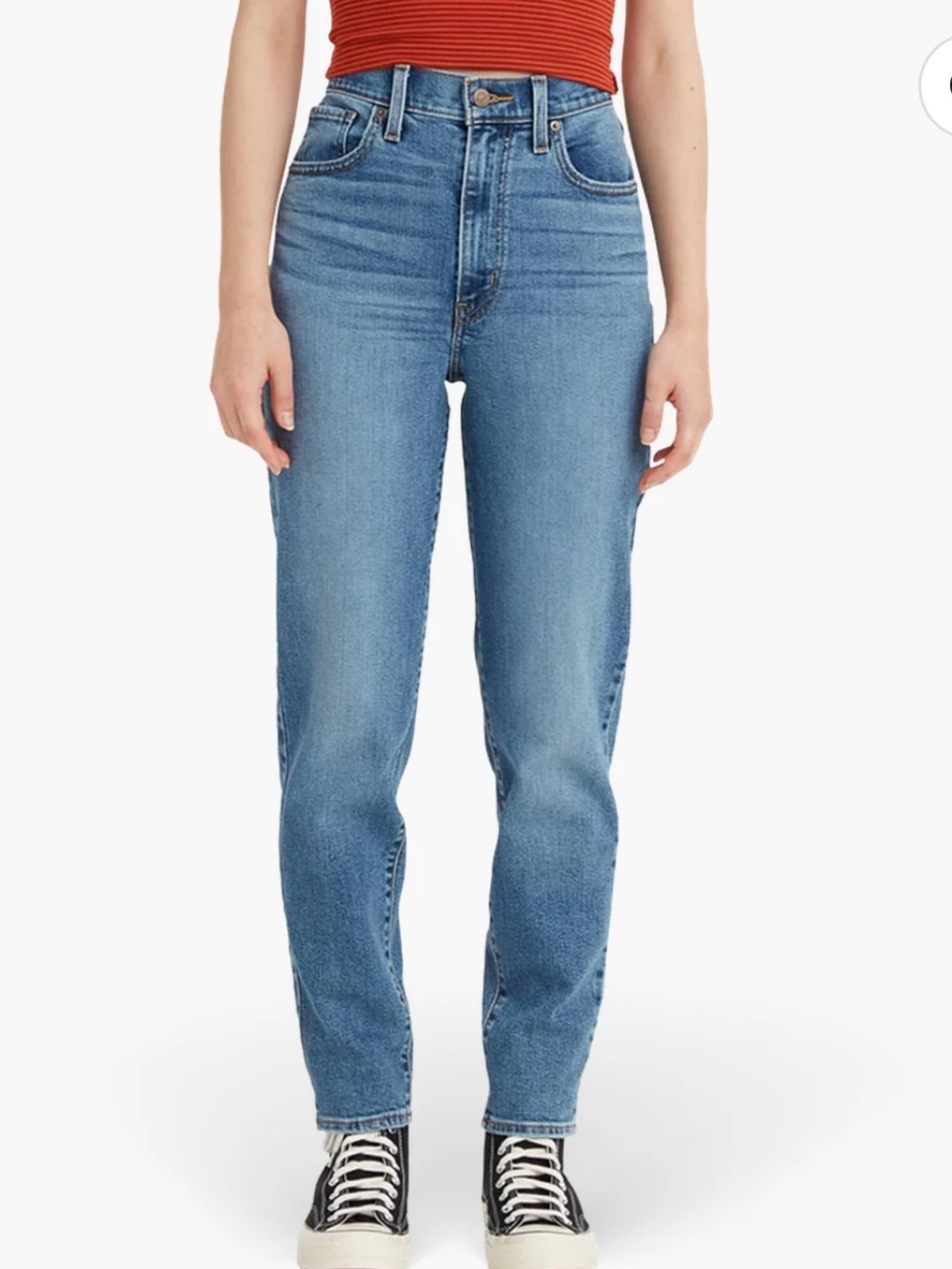 Sz 31 Levi's High Rise Mom Jeans stretch — Vintage Blue Wash